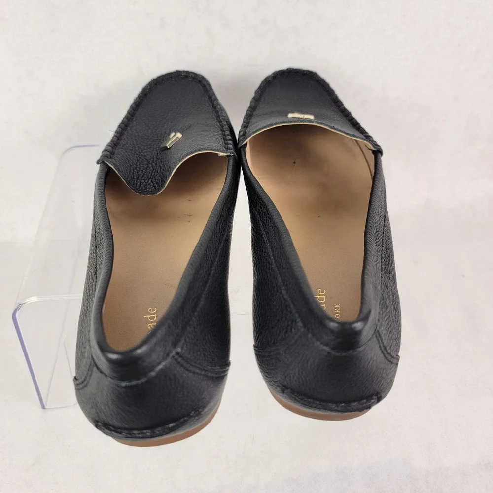 Kate Spade Carly Black Leather Loafers Flats Womens 9.5 Driving Shoe Elegant